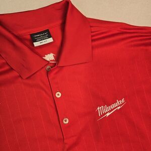 Nike Golf Milwaukee Tools Polo Shirt Mens Large Red Dri-Fit Performance